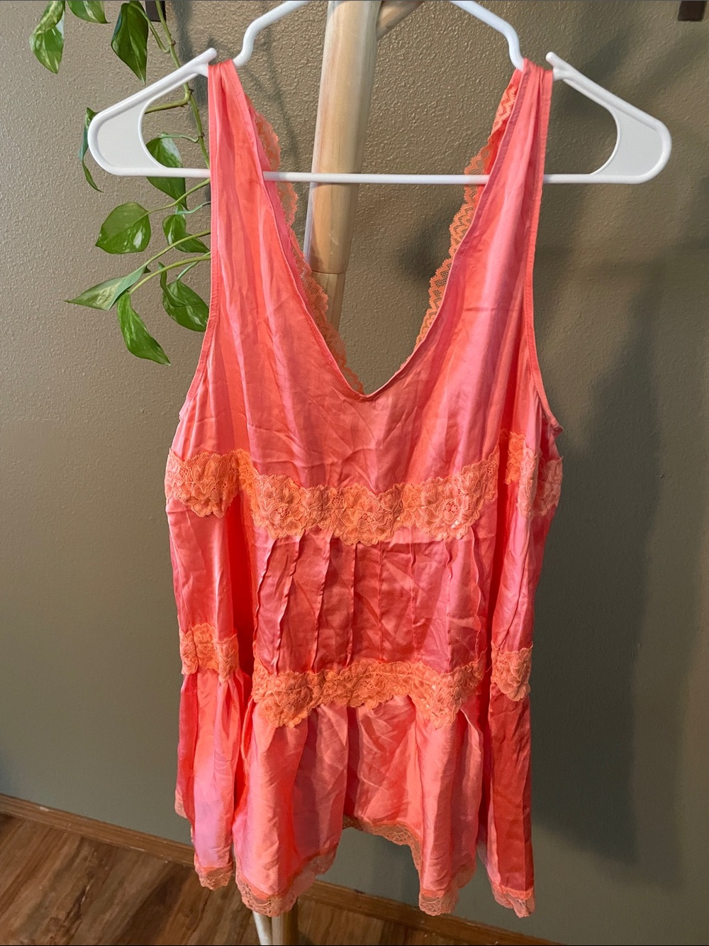 NWOT Free People Coral Lace-Trim Mini Dress - Picture 4 of 6